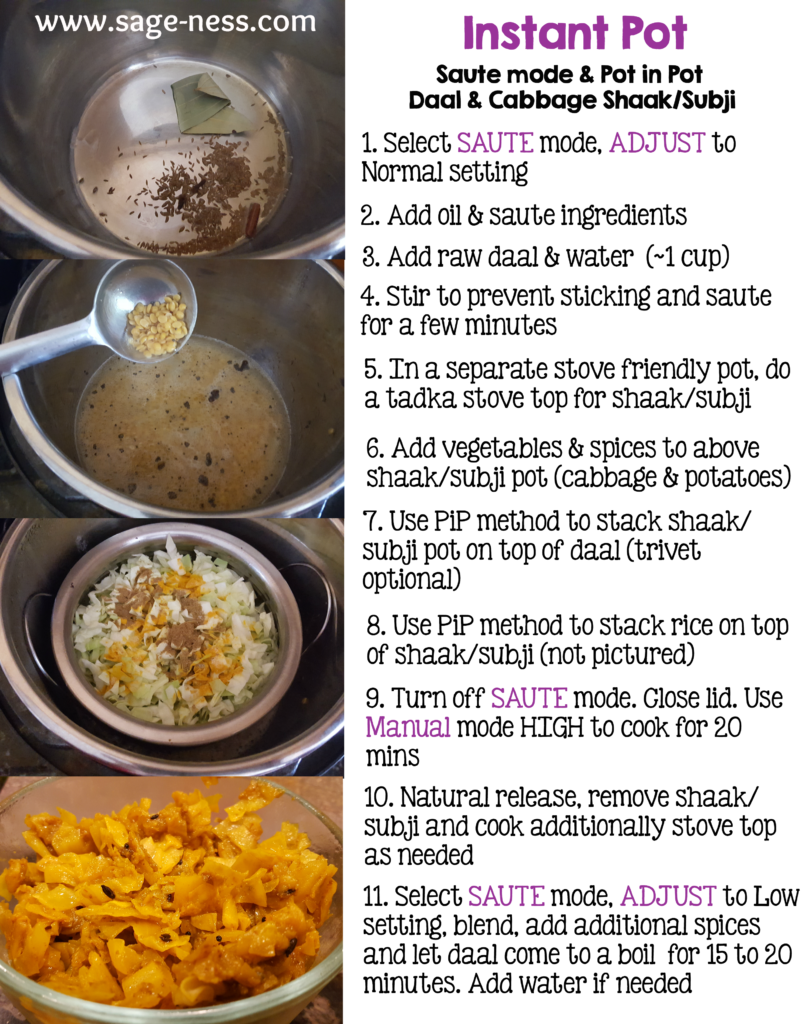 Cooking Daal & Kobi nu shaak in the Instant Pot