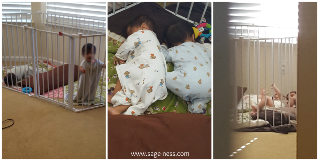 Montessori floor bed with gate for twins
