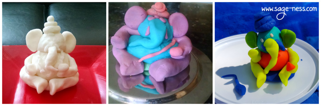 Ganesh murti made from Play dough, toddler activity